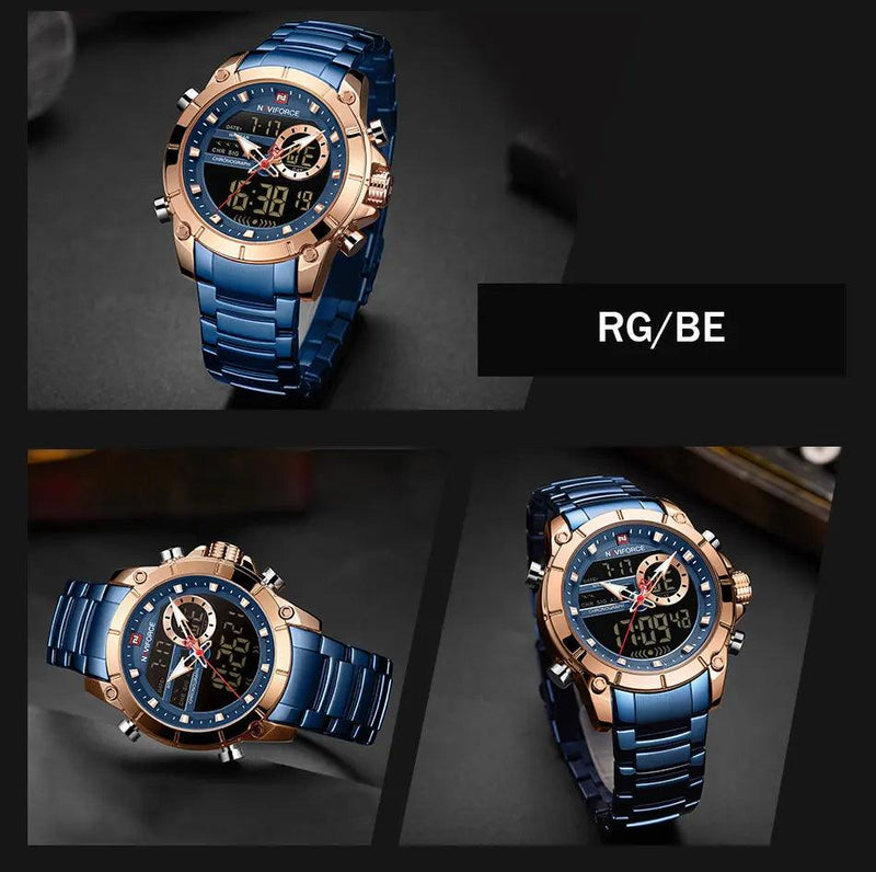 NAVIFORCE Luxury Original Sports Wrist Watch For Men Waterproof Digital Fashion Watches Male Relogio Masculino 9163 Free Shiping - Lojêra