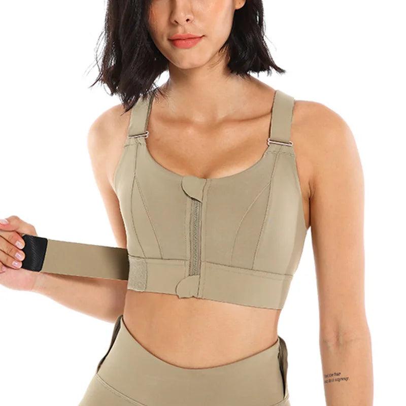 Front Zipper Sports Bras Yoga Vest Active Bras Women Large Size Adjustable Strap Shockproof Gym Fitness Athletic Brassiere Top - Lojêra